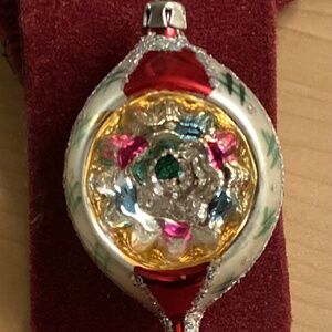 Ornament Christmas Poland Teardrop Heavy Glitter Indent Mirror Reflector 3 1/2in
